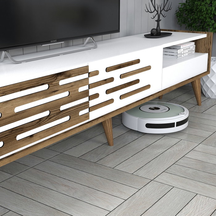 Hanah Home Valensiya Conjunto de Muebles de Salón, Nogal y Blanco